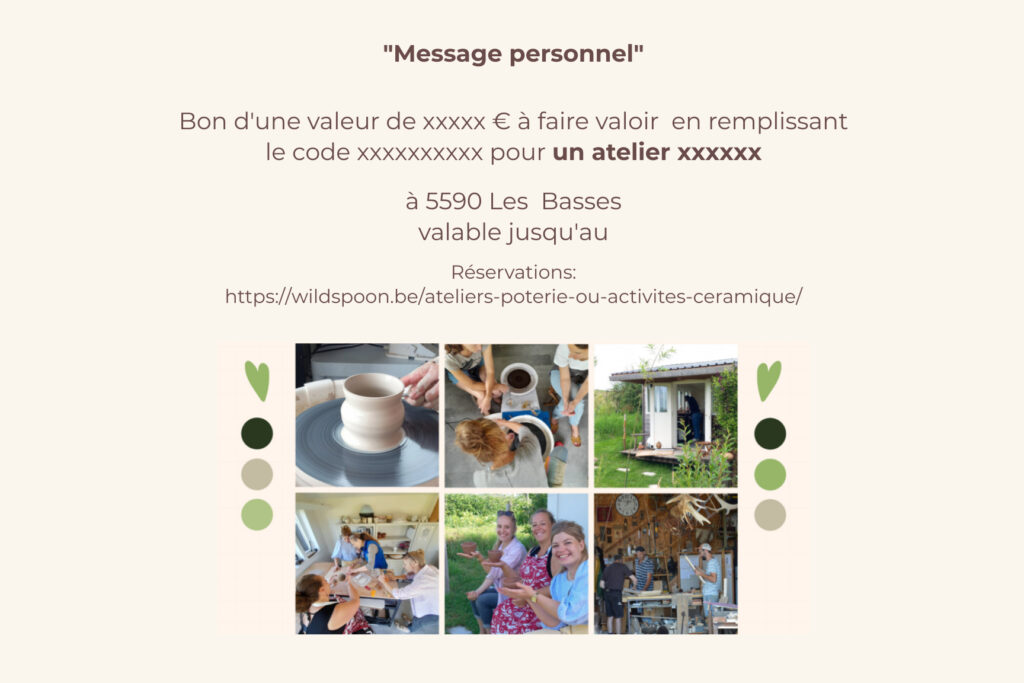 Cheque Cadeau atelier céramique